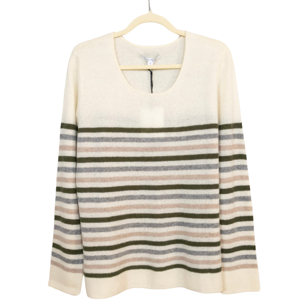 41 HAWTHORN Stitch Fix Rella Striped Cashmere Crewneck Fitted Pullover Womens XL